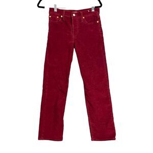 Levi's Premium Wedgie Straight Burgundy Corduroy Pants Women's Size 24 Inseam 26